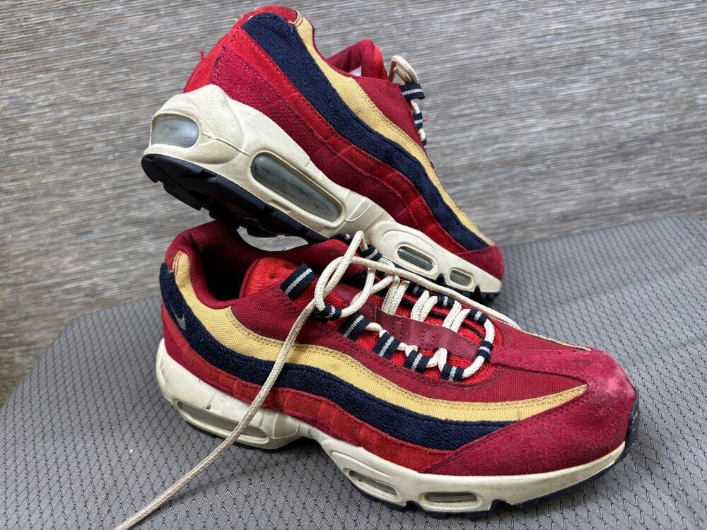Nike Air Max 95 Premium 538416-603 Red Purple Wheat Running Shoes Mens Size 8
